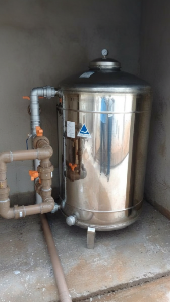 Filtro Central de 10.000 litros instalado em cisterna de condomínio